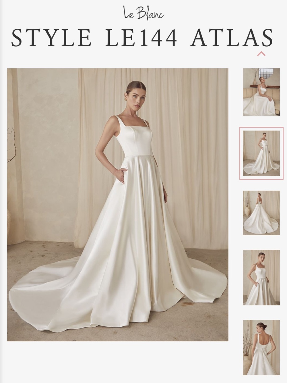 Atlas LE144 Satin Bridal Gown in Ivory